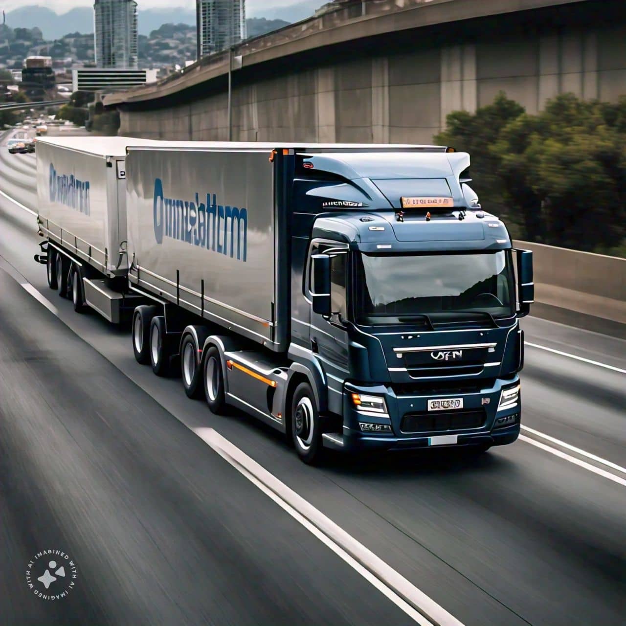 Autonomous truck driving on a highway